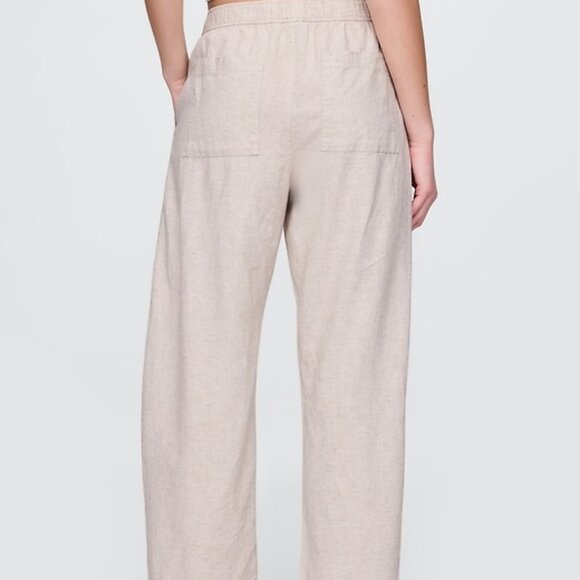 GAP Womens cream wide leg linen Easy Wear elastic waist chino Pant Size Med - Picture 6 of 8